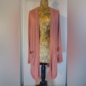 Women's Pink Open-Front Cardigan Sweater